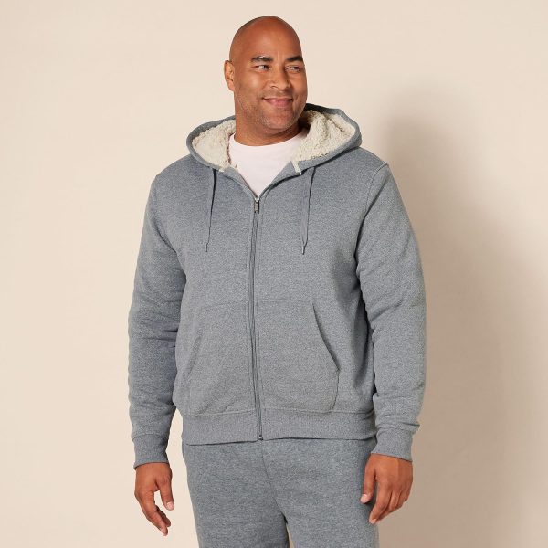 Hoodie For Men, Sherpa-Lined Full-Zip Fleece Sweatshirt - Image 5