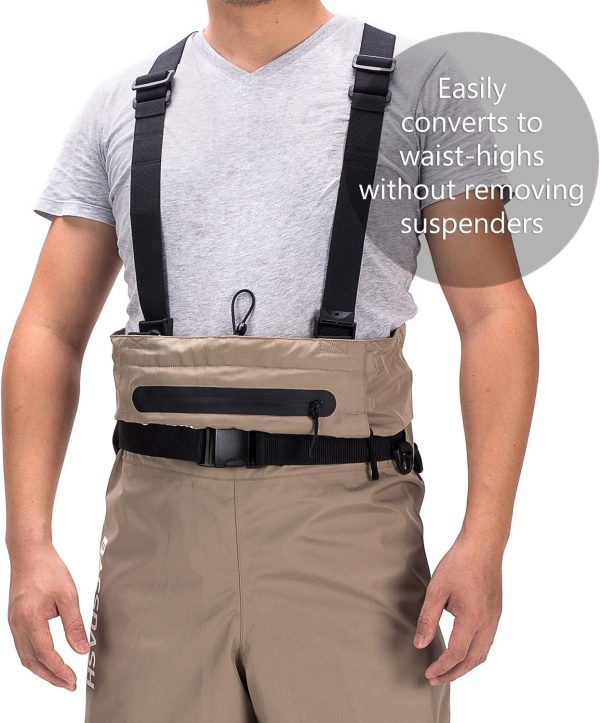 BASSDASH Men’s Breathable Chest and Waist Convertible Waders for Fishing Hunting, Stocking Foot and Boot Foot Waders - Image 3