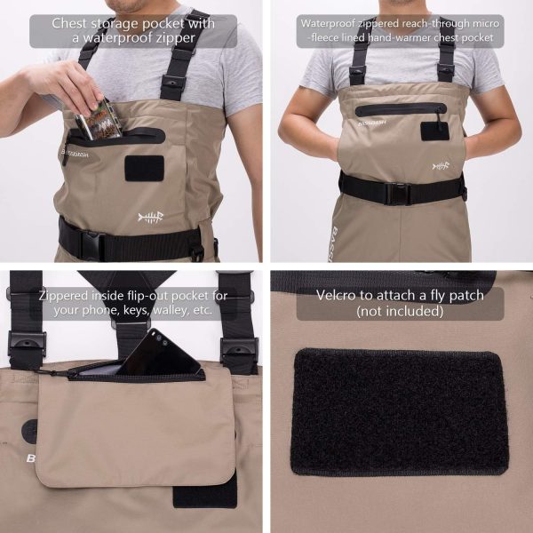 BASSDASH Men’s Breathable Chest and Waist Convertible Waders for Fishing Hunting, Stocking Foot and Boot Foot Waders - Image 4