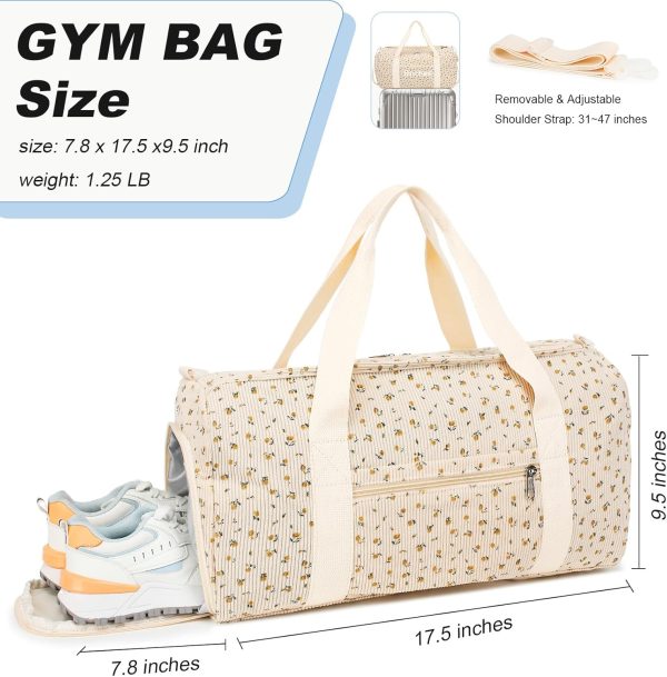 Duffle Bag for Gym Sports Women Girls Workout Travel Bag Weekender with Shoe Compartment and Wet Pocket - Image 3