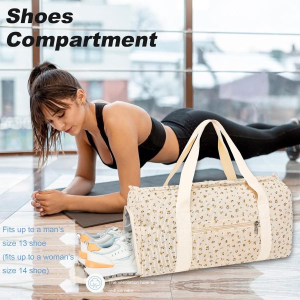 Duffle Bag for Gym Sports Women Girls Workout Travel Bag Weekender with Shoe Compartment and Wet Pocket - Image 4